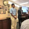 Sahmad Moore receives recognition and award from the Duplin County Board of Education.